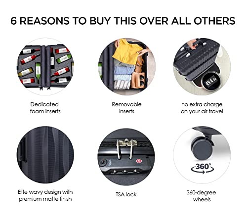 Wine Suitcase For Airplanes 12 Bottle Wine Travel Bag Airplane Wine Luggage With Foam Inserts TSA Lock For Air Port Check In To Carry Wine Liquor Belongings In Plane Carrier Transporter Black Color - Thumbnail 7