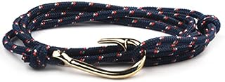 SW8 Gold Charm Fish Hook Bracelet Men Women Multi-Wrap Paracord Bracelets Adjustable