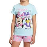 Disney Minnie Mouse y Daisy Pijamas para Niña, Algodon Suave Camiseta Manga Corta y Pantalon Corto, Talla 4 Años
