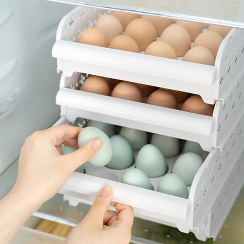 Rangement réfrigérateur œufs 20 compartiments : tiroir PP empilable - 4