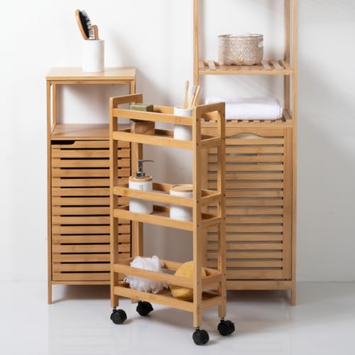 Miniatura 6 de 5 Five Simply Smart Carrito Con Ruedas 3 Niveles De, Bambú, 36 X 15 X 74.5 Cm