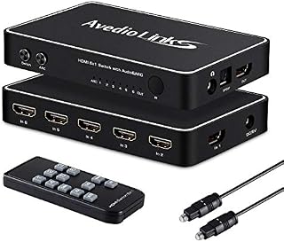 avedio links 6x1 HDMI Switch with Audio Extractor, 4K HDMI Switcher 6 in
