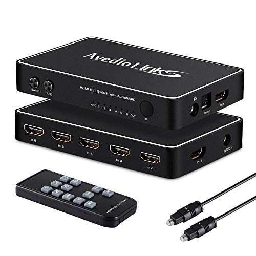avedio links 6x1 HDMI Switch with Audio Extractor, 4K HDMI Switcher 6 in