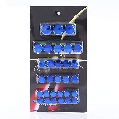 Image of Motorcycle Hex Socket Screw Nut Covers 30Pcs Blue Plastic 8-20mm Universal Fit
