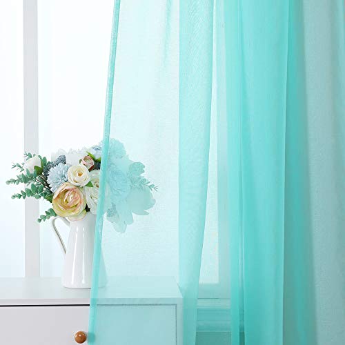 MIULEE 2 Panneaux Rideaux Voilages Tissu Polyester Doux Semi-Transparent Couleur Pure Voilage de Fenêtre Lisse Élégant Chaleureux pour Chambre Salon Tige de Poche...