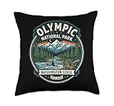 Olympic National Park Washington State Mountain Hiker Badge Throw Pillow