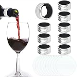 YAANBUNB 10 Stücke Wein Tropfkragen Edelstahl Wein Tropfanhang Ring Dicht Des Wein Tropfring Schwamm Fülle Weinflasche Tropfe Kragen mit 20 Stück Wein Gießen Discs für Restaurant Haushaltbar