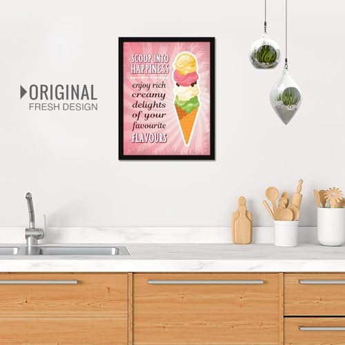 Image of Chaka Chaundh - Ice cream wall art poster frame Sweets Mithai shop and confectionery store wall art framed quotes decor item - Restaurant cafe food Deserts poster frame decoration items - 14 X 11 inches