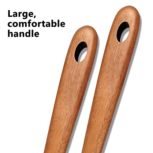 2 Piece Wooden Spatula Set 14 Inch Large Wood Turner Spatula Best Cooking Utensils Fish Spatula Good Grips Wooden Turner Non Stick Kitchen Spatulas Wok Straight Edge Spatula Angled Spatula #TOP6