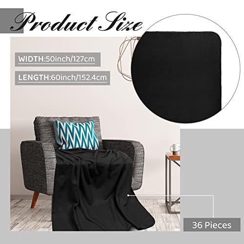 Juexica 36 Pieces Black Fleece Throw Blankets Bulk 50 X 60 Inch Warm Cozy Blanket Polyester Soft For Living Room, Couch, Chair, Bed, Kids, Camping, Home, Office, Wedding, Lap #TOP1