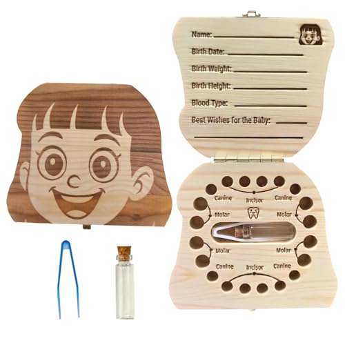 PAMBO Baby Tooth Fairy Keepsake Box- First Teeth and Curl Keepsake Box | Tooth Boxes Saver & Holders for Lost Teeth Kids-Girls
