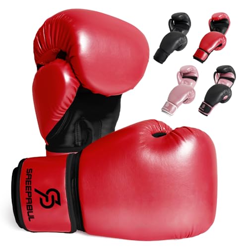 SAEEPABUL S200 Boxing Gloves for Men and Women Suitable for Boxing Kickboxing Mixed Martial Arts Maui Thai MMA Heavy Bag Fighting Training Red Blood, 8oz