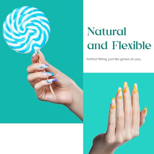 Beetles Gel Nail Tips 500Pcs Medium Coffin Pre Shaped Clear Full Cover False Nails Press on for Gel Art Polish Soak Off Lamp Easy Nail Extensions Acrylic