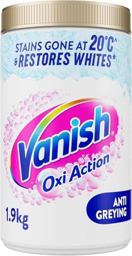 Vanish Gold Oxi Action Stain Remover & Whitening Booster Powder For Whites 1.9 kg | Removes Tough Stains Even at 20°C | Restores Whiteness of Greyed Fabrics (Packaging May Vary)