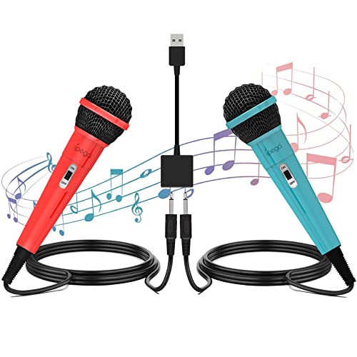 Switch用 カラオケマイク  ニンテンドー スイッチ用 カラオケマイク 有線マイク 2本 2.0USB 高集音力 2人同時に歌える 3mの強靭なケーブル 軽量 簡単接続 for switch/Switch 有機ELモデル/PS5/PS4/PC/XBOX ONE対応