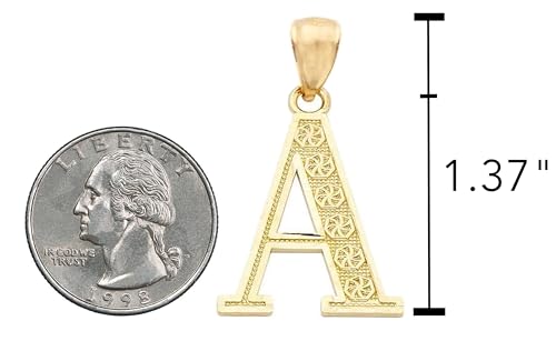 10K Yellow Gold Diamond Cut Alphabet Initial Letter Charm Pendant (Large Size) (A) (1.37")2