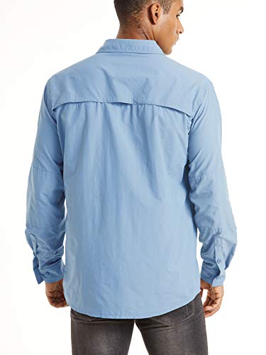 Tacvasen Men's Tactical Shirts Quick Dry Uv Protection Long Sleeve Hiking Fishing Button Shirts Sky Blue, Xl #TOP2