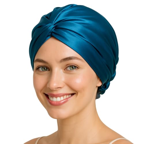 Photo de Ade'Soie - Bonnet en Soie 22 Momme 100% Soie de mûrier Grade 6A I Turban Femme Soin des Cheveux Nuit et Jour I Bonnet de Nuit Tous Types de...