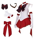 GDXMCCOS Anime Hino Rei Cosplay Costume Halloween womens red Super S combat suit (Medium)