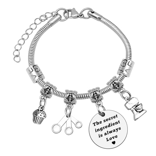 Mxrymvu Baking Lovers Gift Bracelet Baking Gift for Women Inspirational Gifts for Baker Pastry Chef Bakers Inspired Jewelry Thoughtful Gift for Birthday Thanksgiving Christmas Valentine's Day