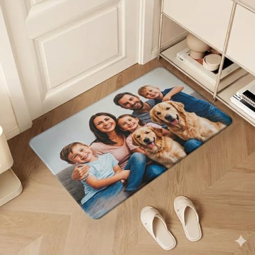 Seeyoo Custom Mat with Photo Personalized Kitchen Mat 20x32in, Thin Diatomaceous Earth Floor Mat, Non-Slip Natural Rubber Bottom Custom Rug for Indoor Home Decor