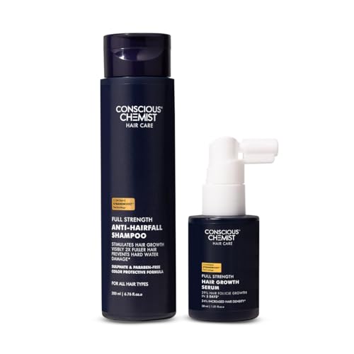 Image of Conscious Chemist Hair Growth Combo | Anti Hair Fall Shampoo & Hair Serum Kit | Saw Palmetto, Rosemary, Keratin, Redensyl, Anagain & Biotin | Controls Hair Fall, Boosts Growth & Density | Hard Water Safe | Paraben & SLS Free | For Men & Women