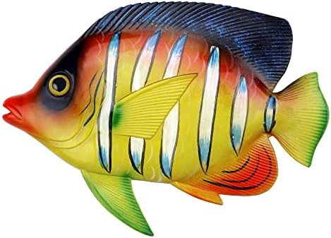memeyou Tropical Fish Wall Decor Art Handpainted Resin Ocean Sea Fish Wall Sculpture Hangings For Bedroom Home Living Room