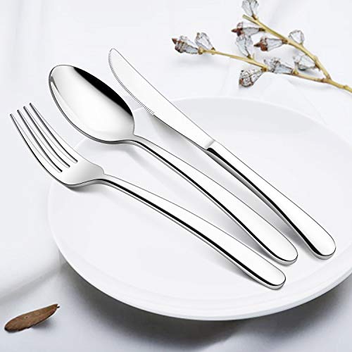 Lianyu 20-Piece Heavy Duty Silverware Set With 4 Steak Knives, Stainless Steel Flatware Cutlery Set For 4, Heavy Weight Eating Utensils Set For Home Wedding, Dishwasher Safe #TOP1