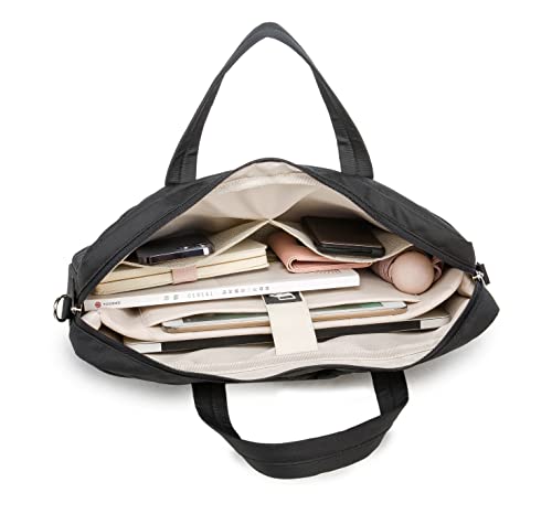 Kinmac Laptop Briefcases,Laptop Case Shoulder Bag With Muti-Pockets For MacBook Pro 16 inch and 15.6 inch to 16 inch Laptop (Black Embroider)2