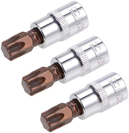 sourcing map 3/8" Drive x T50 Torx Bit Socket, S2 Steel Bits, CR-V Sockets 38mm Length (for Hand Use Only) 3pcs