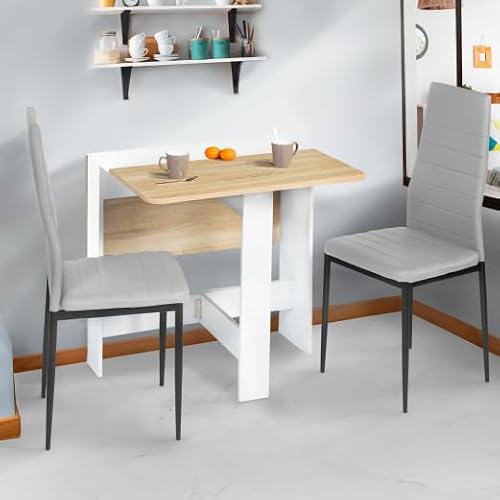 IDMarket EDI - Mesa plegable para 2-4 personas, de madera, color blanco, tablero de haya, 103 x 76 cm