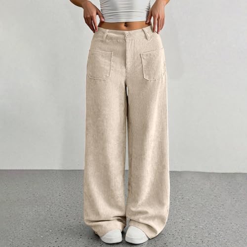 Womens Corduroy Pants Low Rise Wide Leg Cargo Pants Casual Baggy Lounge Pant Office Business Work Pant with Pockets2