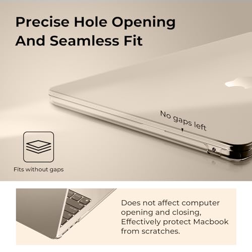 Image of EooCoo Case Compatible with MacBook Air 13 inch M5 2026-2022 M4 M3 M2 A3449 A3240 A3113 A2681, Crystal Hard Shell Scratch Resistant Protective Cover for Mac Air 13.6 inch, Starlight