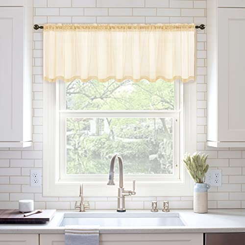 MIULEE Half Window Sheer Curtain Valance - Rod Pocket Voile Drape Extra Wide for Small Window...