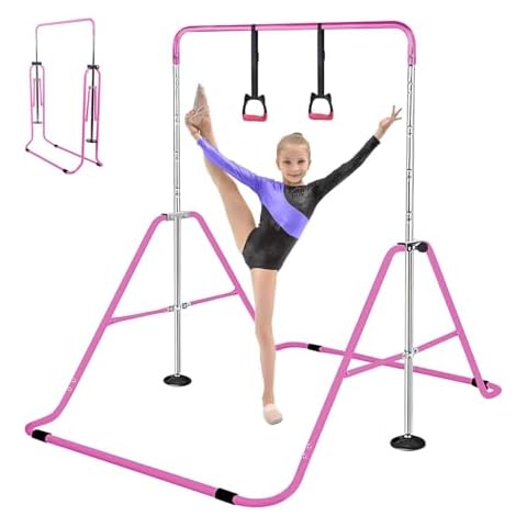Triclicks Gymnastics Bar for Kids, Folding Junior Training Kip Bar with Adjustable Height, Home Expandable Horizontal Gymnastic Monkey Bars Equipment for Child, Girls, Boys Cover