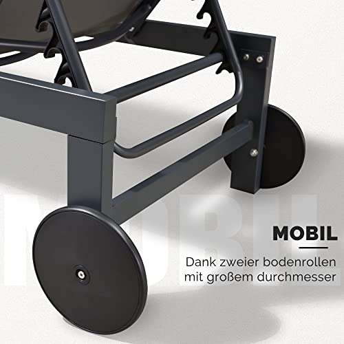 Strandliege mit Rollen Purple Leaf 2er-Set Sonnenliege Aluminiumrahmen