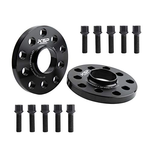 KSP 15mm 5x100 Wheel Spacers with M14x1.5 Lug Bolts Compatible with Audi A3 A4 A6 A8 S4 S6 S8 TT, 2pcs 5x112 to 5x112 Hubcentric Spacer fit Golf Jetta Beetle Passat EOS Sedan Racing Car by KSP PERFORMANCE - Used condition - US$56.80