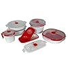 Snips - Set 5 Pz Contenitori Microonde con Cuociriso e Cereali Rice Cooker Microonde, Vaporiera 2L e 4L per Cottura a Vapore, Cuoci Uova e Tazza Mug - Contenitori per Alimenti Made in Italy
