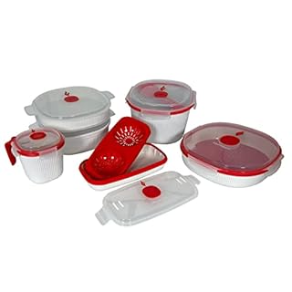 Snips - Set 5 Pz Contenitori Microonde con Cuociriso e Cereali Rice Cooker Microonde, Vaporiera 2L e 4L per Cottura a Vapore, Cuoci Uova e Tazza Mug - Contenitori per Alimenti Made in Italy