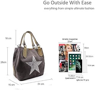 EZUK Women's Sparkling Glitter Star Medium Shopping Work Canvas Hobo Shoulder Handbag With Detchable Strap And Middle Tie Clip To Keep The Bag Always In Shape