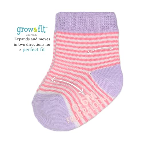 Fruit Of The Loom Baby 14-Pack Grow & Fit Flex Zones Cotton Stretch Socks - Unisex, Girls, Boys (6-12 Months, Pink Stripe) #TOP1