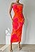 PRETTYGARDEN Women's Summer Maxi Bodycon Dresses Strapless Tube Top Printed Long Party Club Slit Dress (Orange Red Big Floral,Small)