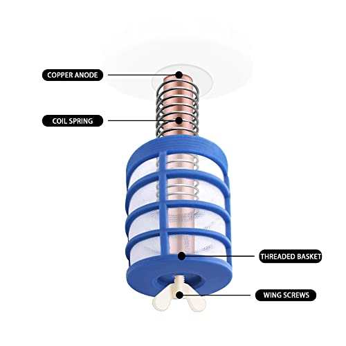 Zhitaoxun 6 Pcs Copper Anode Replacement Kit Solar Pool Replacement Copper Anode,4.13 x 0.71 Inch Threaded M6,Includes Copper Anode, Threaded Basket,Spring,Wing Screw