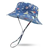 Pesaat Fischerhut Kinder Jungen Baby Mütze Sommer Wende-Sommerhut Baby uv Schutz 50+ Strandhut Junge Sonnenhut Kinder Mädchen Sommermütze (Marine Auto, 2-4Jahen)