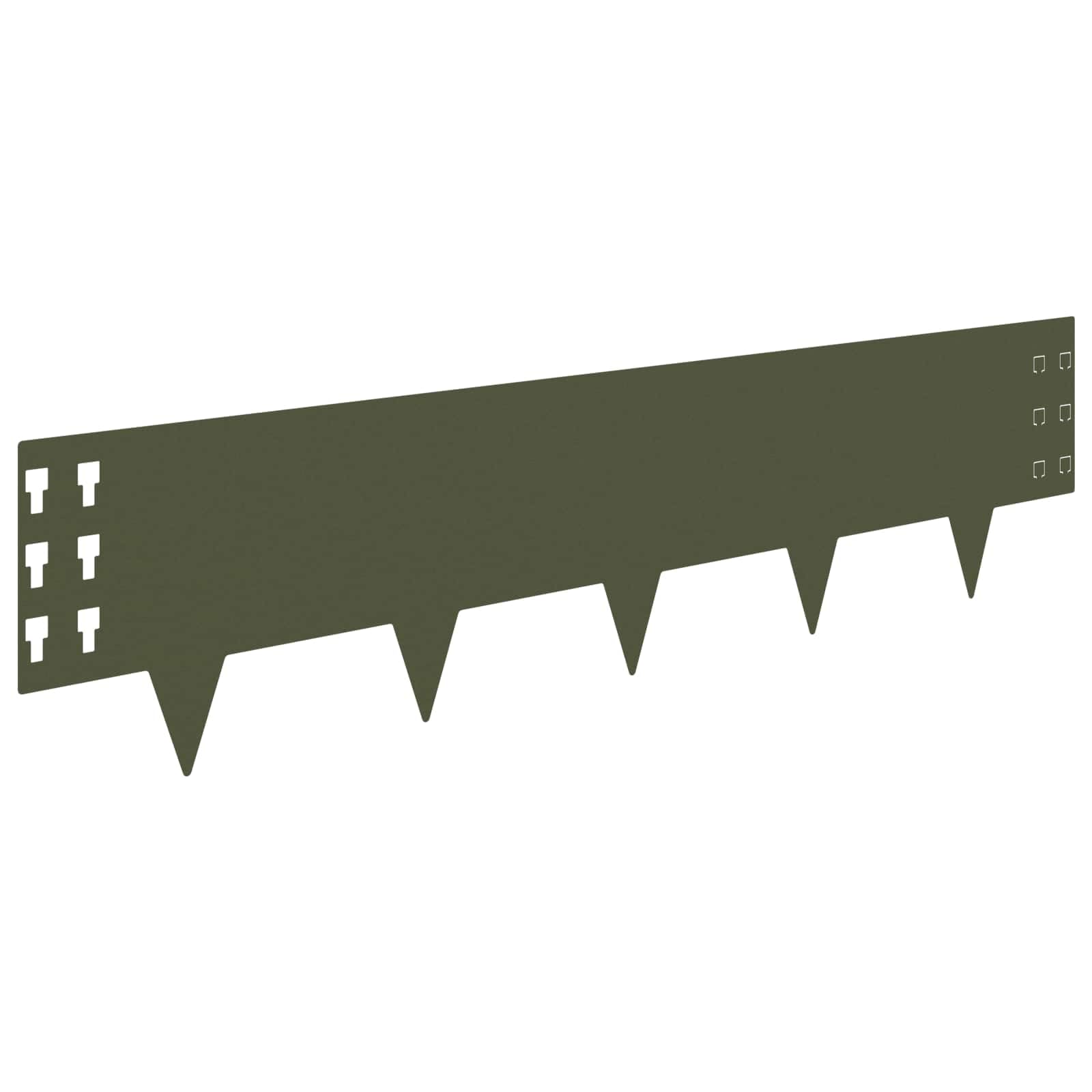Obramowanie trawnika, 10 sztuk, 100 x 25 cm, stal w kolorze oliwkowo-zielonym, odporne na warunki atmosferyczne, elastyczne ograniczenie rabatek do ścieżek ogrodowych i obramowania rabatek