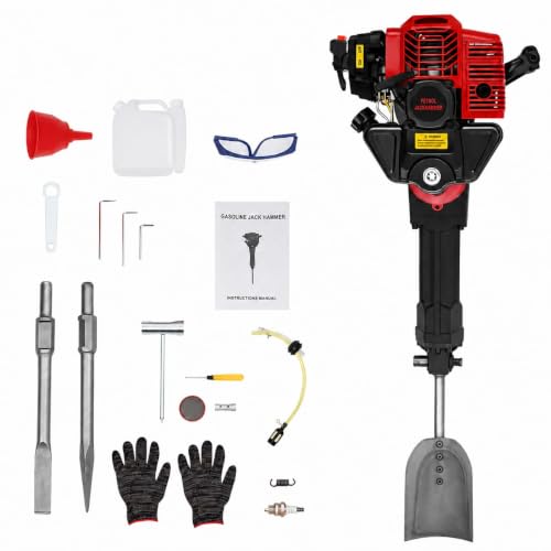 52CC Tree Digging Machine 1900W 2-Stroke Gas Powered Trench Digger Portable Trees Excavator Handheld Planting Shovel with 3 Heads Tool Kit & Safety Gear for Garden Farm Lawn Digging Planting Trenching
