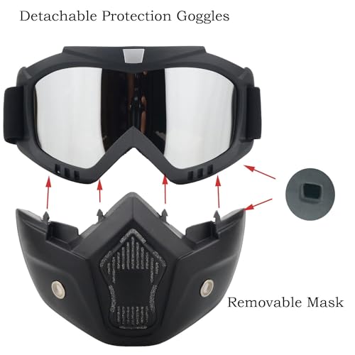 QUICKMOVE Goggle Mask Anti Scratch UV Protective Face & Eyewear Windproof Dirt Shield With Soft Foam Padded Detachable Mouth Filter For cycling Bike Off Road Racing Ride Unisex 4