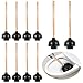 Tanlade 10 Pcs Toilet Plungers for Bathroom Heavy Duty 18 Inch Bulk Black Commercial Plungers with Double Thrust Force Rubber Suction Cup and Long Wooden Handle for Stores Restaurants
