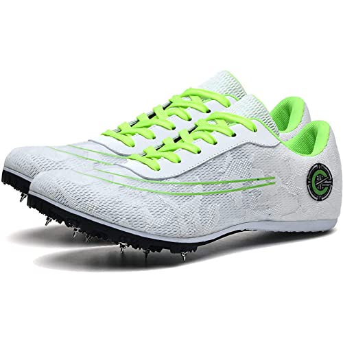 Chaussures De Running Antidérapantes à Pointes pour Homme Femme Track and Field Shoe,Blanc,41 EU Cover