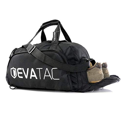 Evatac Hybrid Duffel Bag | Large Size 600D Oxford Cloth Duffel Bag/Backpack Hybrid with Shoe Compartment